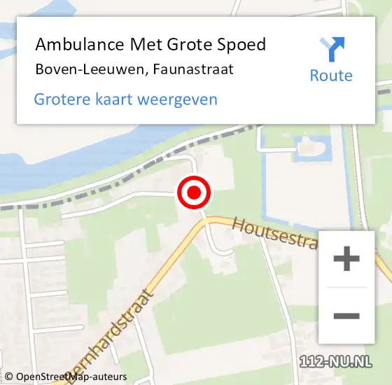 Locatie op kaart van de 112 melding: Ambulance Met Grote Spoed Naar Boven-Leeuwen, Faunastraat op 20 september 2020 15:07