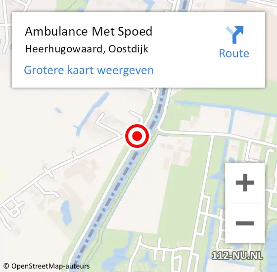 Locatie op kaart van de 112 melding: Ambulance Met Spoed Naar Heerhugowaard, Oostdijk op 20 september 2020 15:33