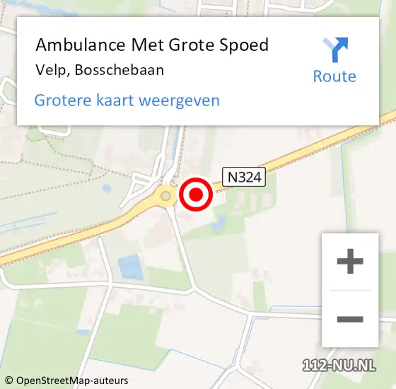 Locatie op kaart van de 112 melding: Ambulance Met Grote Spoed Naar Velp, Bosschebaan op 20 september 2020 17:04