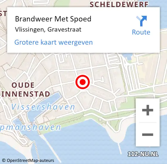 Locatie op kaart van de 112 melding: Brandweer Met Spoed Naar Vlissingen, Gravestraat op 20 september 2020 22:46
