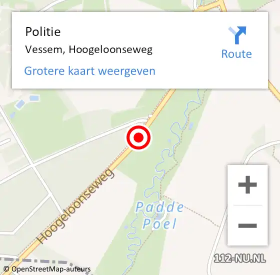 Locatie op kaart van de 112 melding: Politie Vessem, Hoogeloonseweg op 21 september 2020 13:58