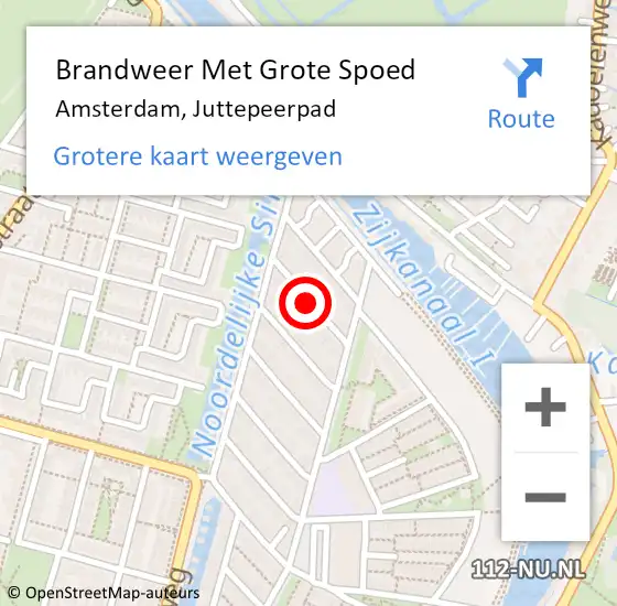 Locatie op kaart van de 112 melding: Brandweer Met Grote Spoed Naar Amsterdam, Juttepeerpad op 21 september 2020 14:08