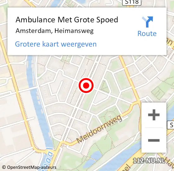 Locatie op kaart van de 112 melding: Ambulance Met Grote Spoed Naar Amsterdam, Heimansweg op 21 september 2020 16:44