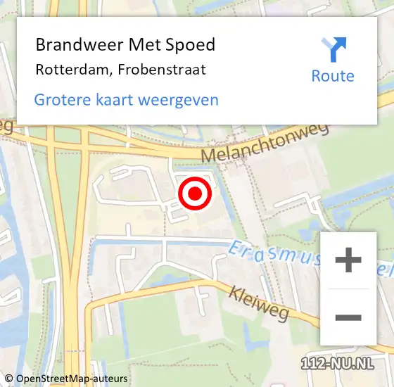 Locatie op kaart van de 112 melding: Brandweer Met Spoed Naar Rotterdam, Frobenstraat op 21 september 2020 16:56