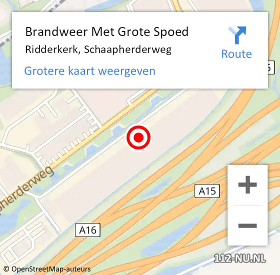 Locatie op kaart van de 112 melding: Brandweer Met Grote Spoed Naar Ridderkerk, Schaapherderweg op 21 september 2020 17:01