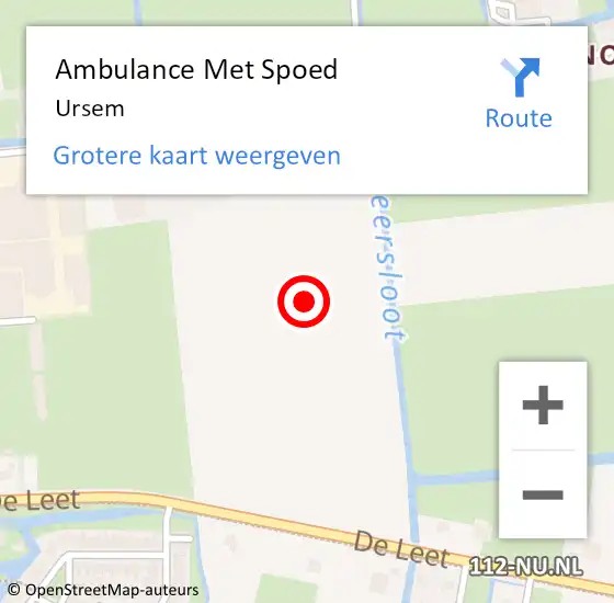 Locatie op kaart van de 112 melding: Ambulance Met Spoed Naar Ursem op 21 september 2020 18:46