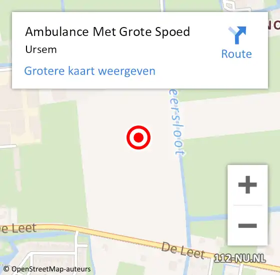 Locatie op kaart van de 112 melding: Ambulance Met Grote Spoed Naar Ursem op 21 september 2020 18:50