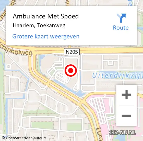 Locatie op kaart van de 112 melding: Ambulance Met Spoed Naar Haarlem, Toekanweg op 21 september 2020 19:04