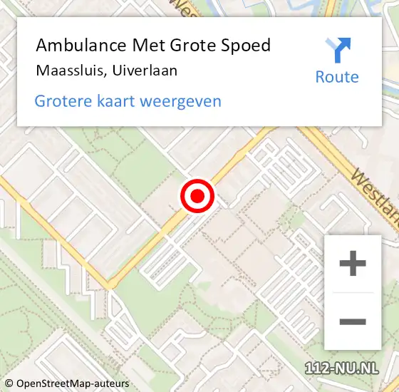 Locatie op kaart van de 112 melding: Ambulance Met Grote Spoed Naar Maassluis, Uiverlaan op 21 september 2020 20:32