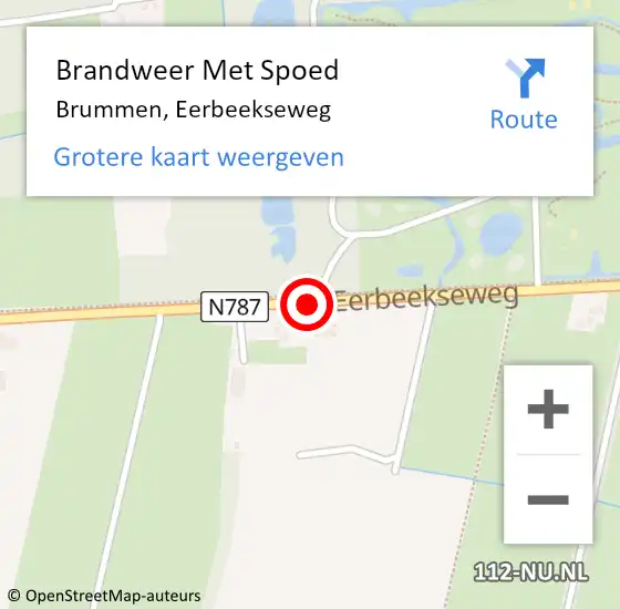 Locatie op kaart van de 112 melding: Brandweer Met Spoed Naar Brummen, Eerbeekseweg op 21 september 2020 21:09