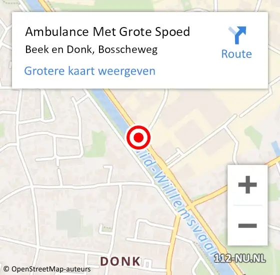 Locatie op kaart van de 112 melding: Ambulance Met Grote Spoed Naar Beek en Donk, Bosscheweg op 21 september 2020 21:37