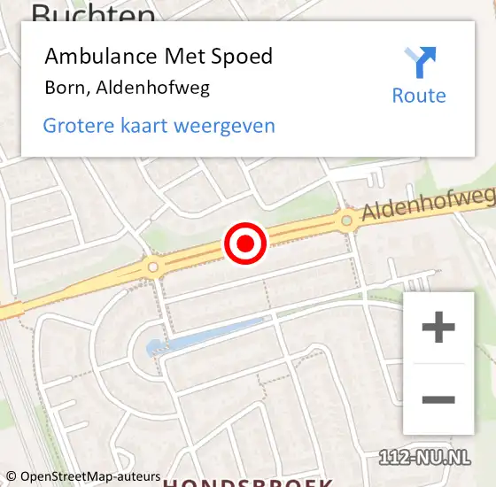 Locatie op kaart van de 112 melding: Ambulance Met Spoed Naar Born, Aldenhofweg op 22 september 2020 06:46
