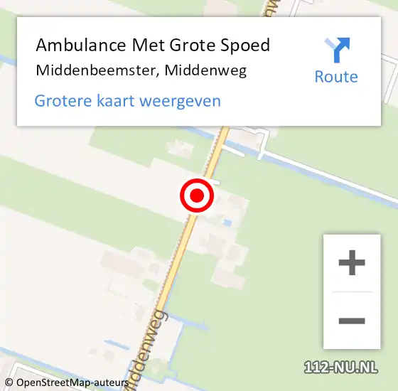 Locatie op kaart van de 112 melding: Ambulance Met Grote Spoed Naar Middenbeemster, Middenweg op 22 september 2020 07:24