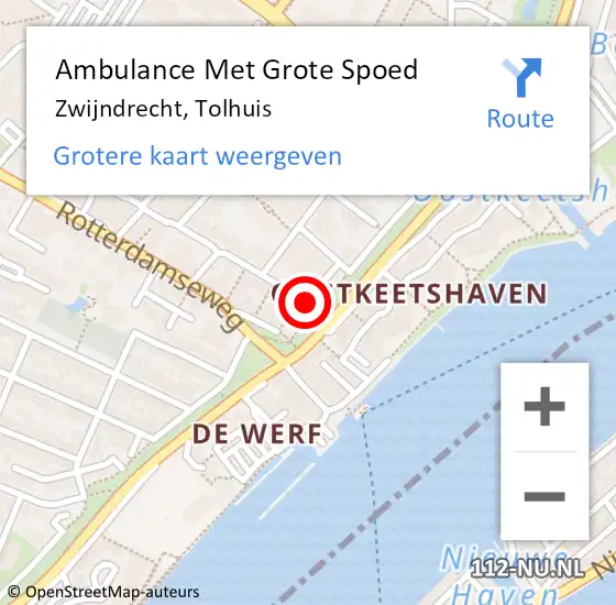 Locatie op kaart van de 112 melding: Ambulance Met Grote Spoed Naar Zwijndrecht, Tolhuis op 22 september 2020 07:35