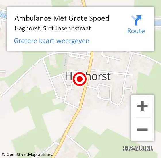 Locatie op kaart van de 112 melding: Ambulance Met Grote Spoed Naar Haghorst, Sint Josephstraat op 22 september 2020 08:23