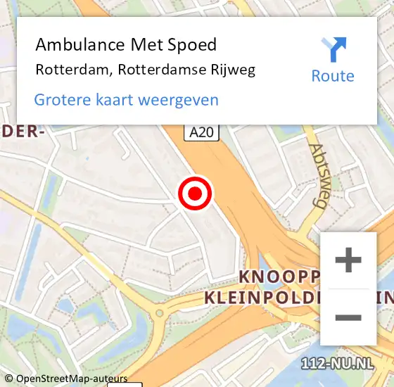 Locatie op kaart van de 112 melding: Ambulance Met Spoed Naar Rotterdam, Rotterdamse Rijweg op 22 september 2020 08:23