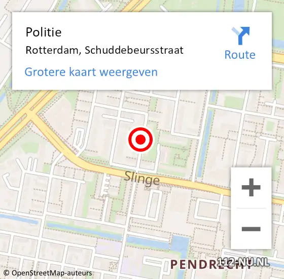 Locatie op kaart van de 112 melding: Politie Rotterdam, Schuddebeursstraat op 22 september 2020 09:36