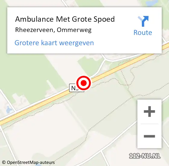 Locatie op kaart van de 112 melding: Ambulance Met Grote Spoed Naar Rheezerveen, Ommerweg op 22 september 2020 09:50