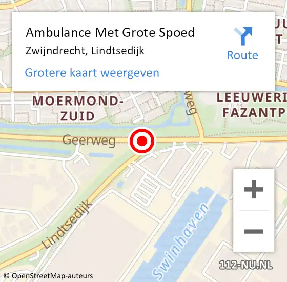 Locatie op kaart van de 112 melding: Ambulance Met Grote Spoed Naar Zwijndrecht, Lindtsedijk op 22 september 2020 10:30