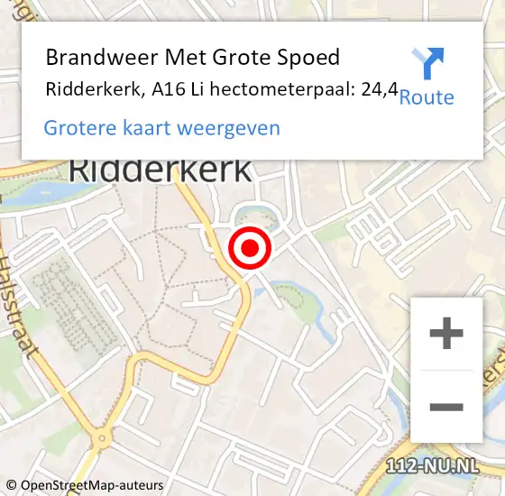Locatie op kaart van de 112 melding: Brandweer Met Grote Spoed Naar Ridderkerk, A38 Li hectometerpaal: 20,8 op 22 september 2020 11:40