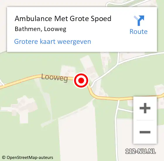 Locatie op kaart van de 112 melding: Ambulance Met Grote Spoed Naar Bathmen, Looweg op 22 september 2020 12:37