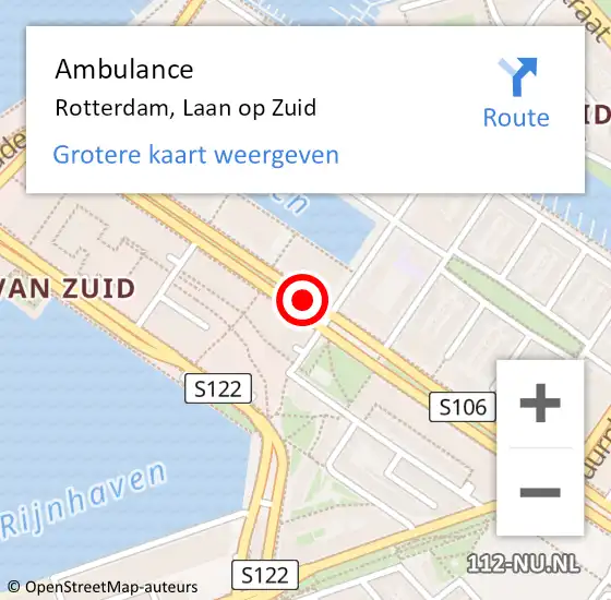 Locatie op kaart van de 112 melding: Ambulance Rotterdam, Laan op Zuid op 22 september 2020 13:41