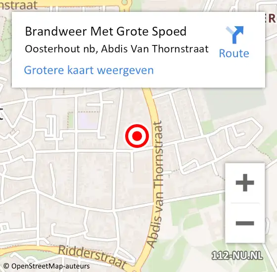 Locatie op kaart van de 112 melding: Brandweer Met Grote Spoed Naar Oosterhout nb, Abdis Van Thornstraat op 22 september 2020 14:02
