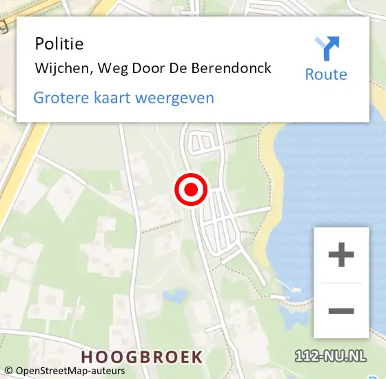 Locatie op kaart van de 112 melding: Politie Wijchen, Weg Door De Berendonck op 22 september 2020 17:38