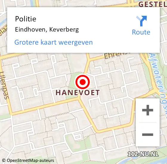 Locatie op kaart van de 112 melding: Politie Eindhoven, Keverberg op 22 september 2020 17:43