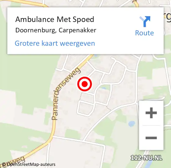 Locatie op kaart van de 112 melding: Ambulance Met Spoed Naar Doornenburg, Carpenakker op 22 september 2020 19:51