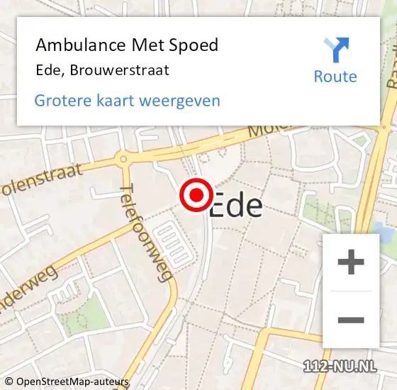Locatie op kaart van de 112 melding: Ambulance Met Spoed Naar Ede, Brouwerstraat op 23 september 2020 08:30