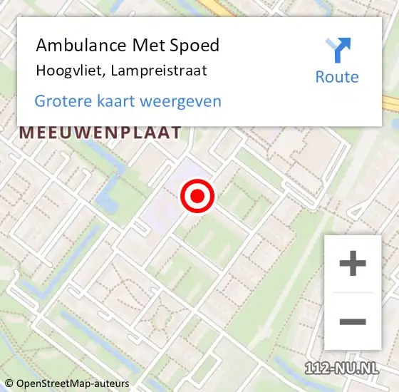 Locatie op kaart van de 112 melding: Ambulance Met Spoed Naar Hoogvliet, Lampreistraat op 23 september 2020 11:43