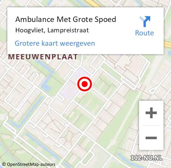 Locatie op kaart van de 112 melding: Ambulance Met Grote Spoed Naar Hoogvliet, Lampreistraat op 23 september 2020 11:56