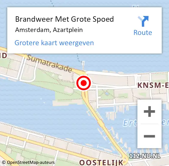 Locatie op kaart van de 112 melding: Brandweer Met Grote Spoed Naar Amsterdam, Azartplein op 23 september 2020 13:01