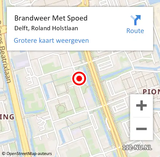 Locatie op kaart van de 112 melding: Brandweer Met Spoed Naar Delft, Roland Holstlaan op 23 september 2020 13:26