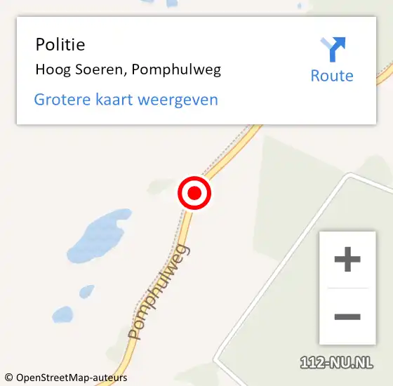 Locatie op kaart van de 112 melding: Politie Hoog Soeren, Pomphulweg op 23 september 2020 14:49
