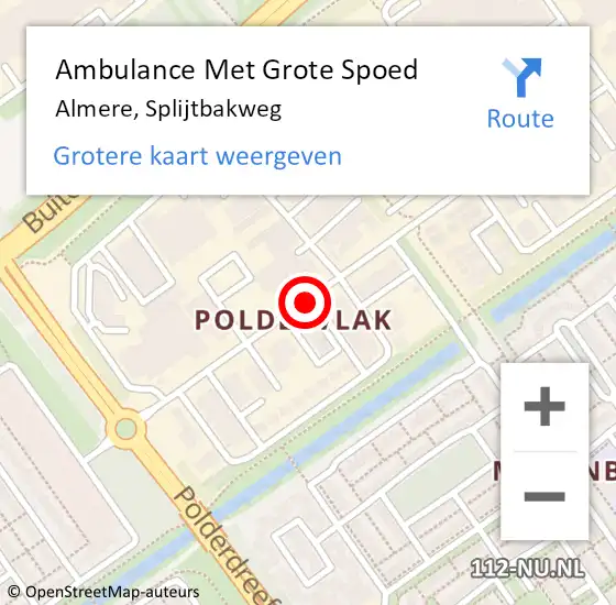 Locatie op kaart van de 112 melding: Ambulance Met Grote Spoed Naar Almere, Splijtbakweg op 23 september 2020 17:06