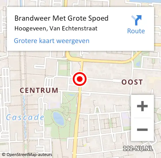 Locatie op kaart van de 112 melding: Brandweer Met Grote Spoed Naar Hoogeveen, Van Echtenstraat op 23 september 2020 17:23