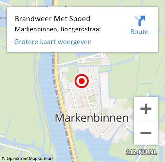 Locatie op kaart van de 112 melding: Brandweer Met Spoed Naar Markenbinnen, Bongerdstraat op 23 september 2020 18:13