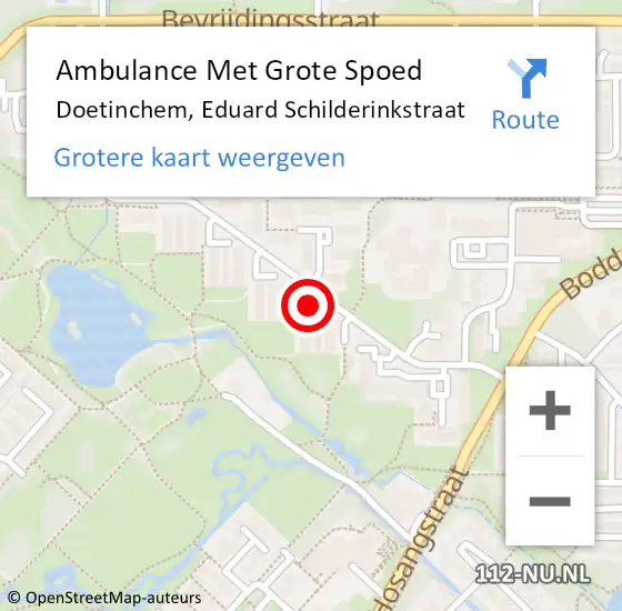 Locatie op kaart van de 112 melding: Ambulance Met Grote Spoed Naar Doetinchem, Eduard Schilderinkstraat op 23 september 2020 18:20