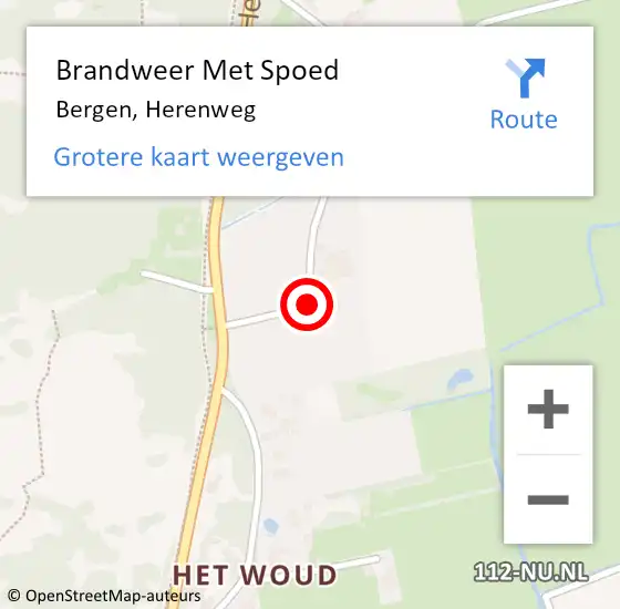 Locatie op kaart van de 112 melding: Brandweer Met Spoed Naar Bergen, Herenweg op 23 september 2020 18:30