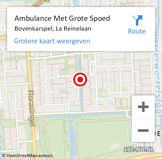 Locatie op kaart van de 112 melding: Ambulance Met Grote Spoed Naar Bovenkarspel, La Reinelaan op 23 september 2020 20:51