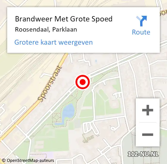 Locatie op kaart van de 112 melding: Brandweer Met Grote Spoed Naar Roosendaal, Parklaan op 24 september 2020 07:43