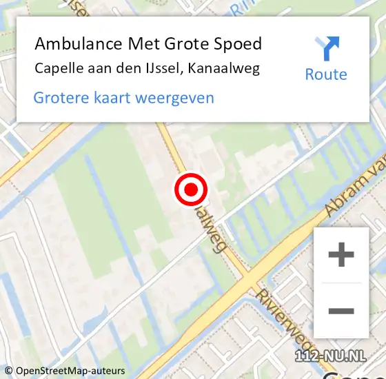 Locatie op kaart van de 112 melding: Ambulance Met Grote Spoed Naar Capelle aan den IJssel, Kanaalweg op 24 september 2020 14:06