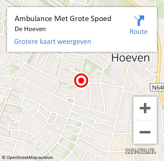 Locatie op kaart van de 112 melding: Ambulance Met Grote Spoed Naar De Hoeven op 24 september 2020 15:05