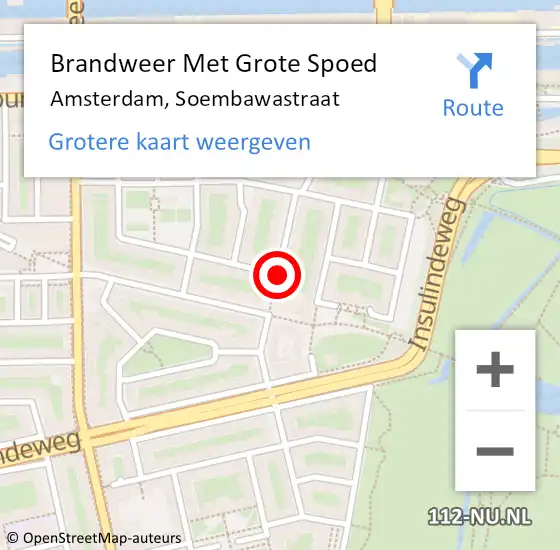Locatie op kaart van de 112 melding: Brandweer Met Grote Spoed Naar Amsterdam, Soembawastraat op 24 september 2020 16:04