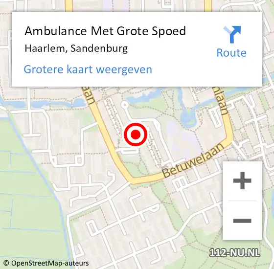 Locatie op kaart van de 112 melding: Ambulance Met Grote Spoed Naar Haarlem, Sandenburg op 24 september 2020 23:40