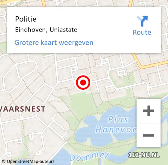Locatie op kaart van de 112 melding: Politie Eindhoven, Uniastate op 25 september 2020 08:01