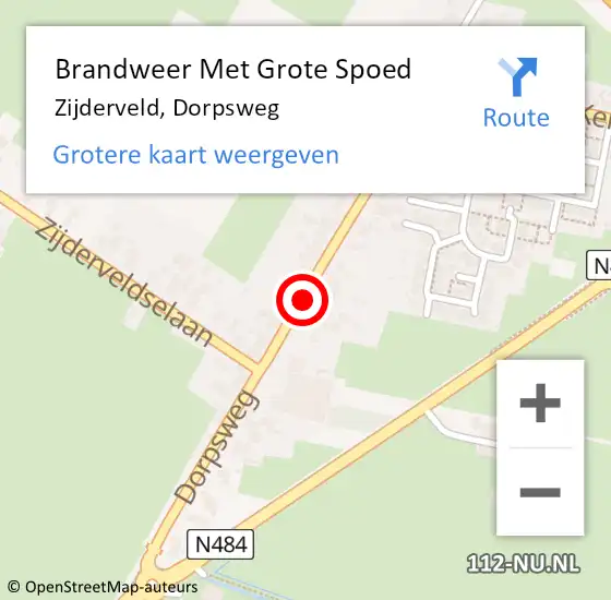 Locatie op kaart van de 112 melding: Brandweer Met Grote Spoed Naar Zijderveld, Dorpsweg op 25 september 2020 09:08