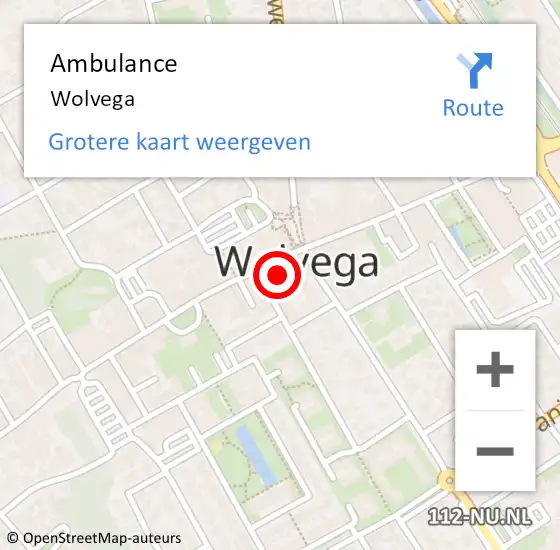 Locatie op kaart van de 112 melding: Ambulance Wolvega op 25 september 2020 10:31